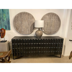 Industrial Style 4-Door Storage Solid Reclaimed Wood <b>Cabinet</b> Credenza Sideboard Buffet for Living Dining Room - Product Image 2