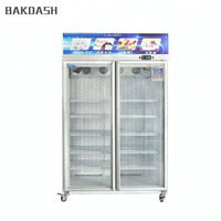 Réfrigérateur à porte en verre à dégivrage automatique 1200L Congélateur commercial vertical à 2 portes pour supermarché