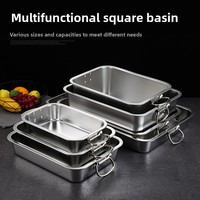 Plats de cuisson rectangulaires antiadhésifs en acier inoxydable, grands, à fond plat, durables, écologiques, boîtes de conservation alimentaire pour la maison et la cuisine