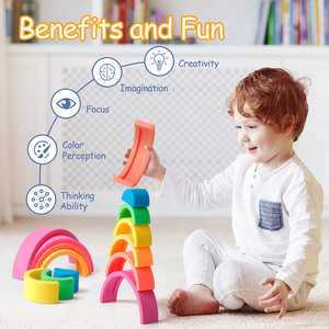 ODM-bloques de apilamiento de silicona sin BPA para bebés, mordedor de apilamiento de arcoíris para niños, juguete educativo para bebés - Product Image 6