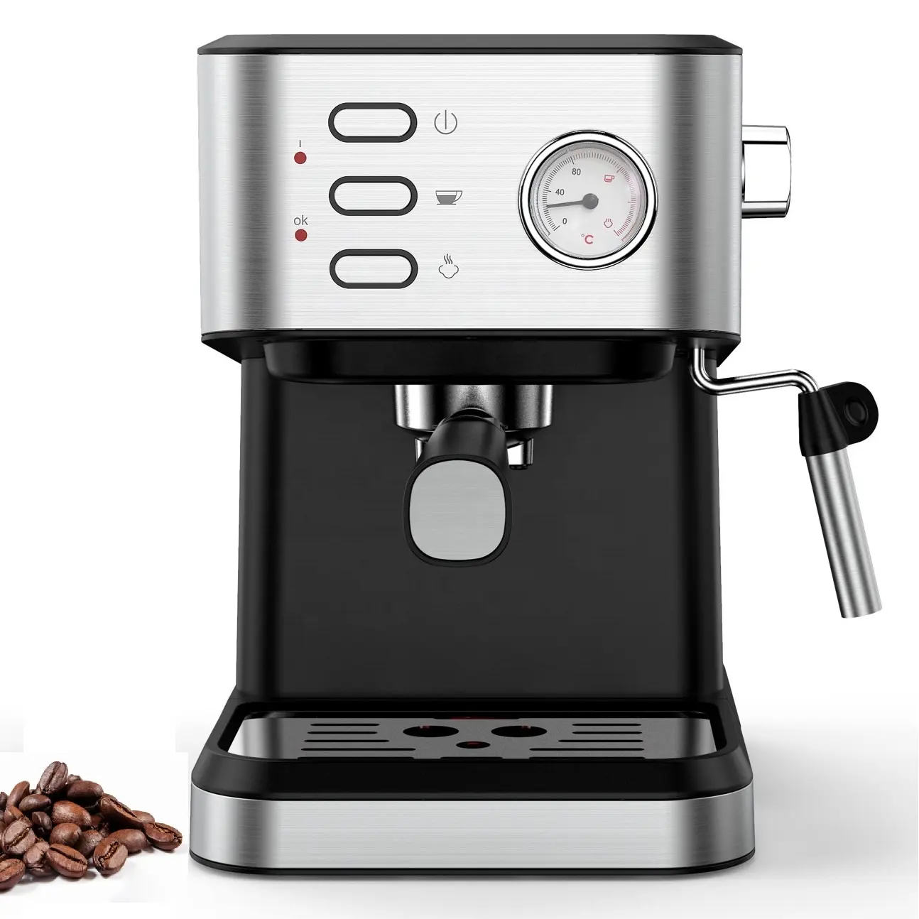 1.5L Detachable Water Tank hot coffee temperature display 15 Bar ulka Espresso Cappuccino Coffee Maker