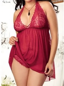 Plus Size Dames Dun <span class=keywords><strong>Sexy</strong></span> Ondergoed <span class=keywords><strong>Sexy</strong></span> Kant Halter Doorzichtige Vrouwen <span class=keywords><strong>Sexy</strong></span> Pyjama Nachtkleding Ondergoed Lingeries - Product Image 4