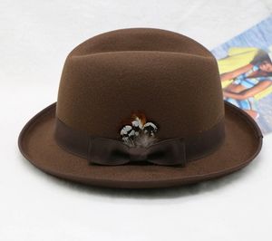 W382 Party Trilby Directeur Homburg Chapeau Haute Qualité Nouvelle Mode Personnalisé Homme Femme Laine Fedora Feutre Chapeau Haut de forme - Product Image 6