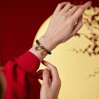 Tempel-Räucherstäbchen-Asche Wolfram-Gebetsperlen-Armband Unisex Retro-Stil Goldschluckende Bestie Tierkreis-Amulett Glücksbringer