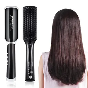 Ceramic Smoothing Hair Straightener Comb Pressing Comb Brush Heated Electric Hair Straightener Brush