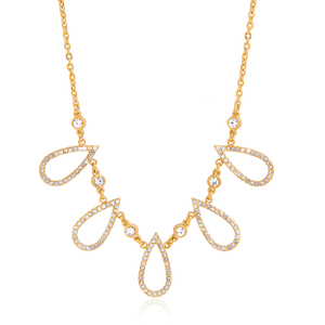 Collar Elegante JD con Diseño de Lágrima Calada, Chapado en Oro de 18K, Acero Inoxidable con Colgante de Cristal de Circonita Blanca, Cadena Moderna y Delicada - Product Image 6