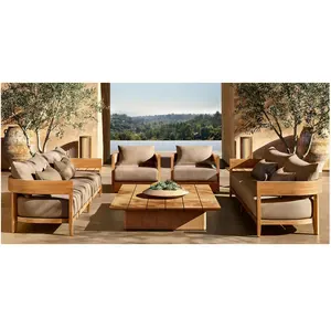 2024 curved royal style outdoor leisure furniture teak sofa set