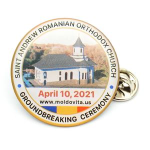 Insignia de Pin recubierta de cúpula de epoxi para eventos personalizados sin mínimo, logotipo de diseñador redondo personalizado, insignias de Iglesia Adventista del <span class=keywords><strong>Séptimo</strong></span> Día de Metal - Product Image 1