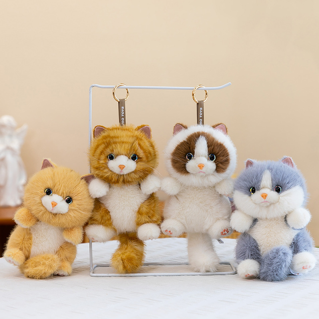 Cute and Lifelike cat Plush Toy Keychain Cartoon-themed Stress-relieving Companion and Soothing Stuffed Plush Toy Birthday Gift