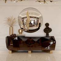 Buffet de salle à manger américain moderne de luxe, couleur personnalisée, avec finition en feuille d'or et dégradé brun translucide
