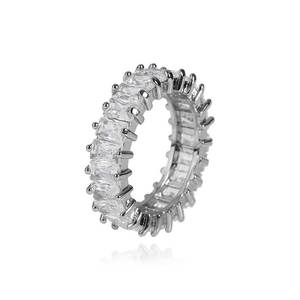 <b>Cz</b> Tennis O <b>Ring</b> Jewelry Diamond Baguette Cubic Zirconia Men's <b>Rings</b> 18K Gold Plated - Product Image 1