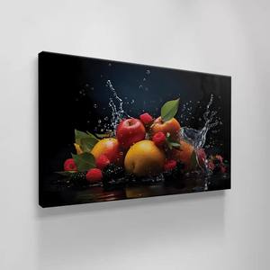 دفقة فواكه متعددة فوق الماء تأثير زجاج أكريليك ملهمة مطبخ المنزل جدار الفن قماش كبير جاهز للتعليق - Product Image 2