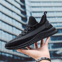 Baskets décontractées tendance pour hommes, à lacets, bout rond, sans semelle intermédiaire, semelle extérieure en plastique, maille respirante unie, vente en gros pour l'été
