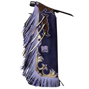 Pantalones de equitación vaqueros de cuero genuino para mujer, diseño floral con flecos rosas y detalles decorativos dorados, personalizados para montar a caballo - Product Image 1