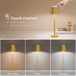 Lampes de table tactiles d'extérieur, lampe de bureau moderne pour chambre à coucher, lampe de table sans fil rechargeable pour bar et restaurant avec port de charge USB - Product Image 3