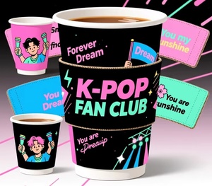 K-Pop kpop แขนแก้วกาแฟกระดาษพิมพ์โฮโลแกรมสำหรับงาน - Product Image 6