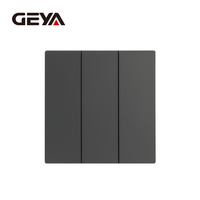 Interrupteurs muraux GEYA, vente en gros d'usine, IP20, modernes, étanches, durables, en PC, norme britannique, 86*86mm, 250V, 16A, 3 gangs, 1 voie