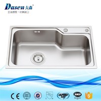 Évier de cuisine Dasen S7545, design japonais, en acier inoxydable brossé SUS304, à cuve unique, avec 2 trous pour robinet et distributeur de savon