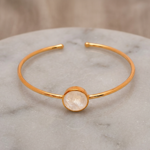 Bracelets manchette en pierres précieuses plaqué or pour femmes bracelet manchette en calcédoine rose designs tendances pour femmes et filles - Product Image 3