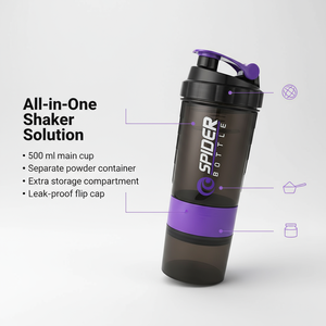 Botella Mezcladora de Proteínas Portátil 3 en 1 de 500 ml con Contenedor para Polvo y Organizador de Pastillas para Gimnasio, Fitness y Deportes - Product Image 5