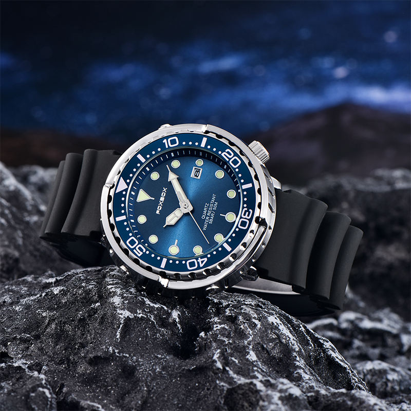 FOXBOX FB0024 Creative Designer Herren uhren Datum Silikon armband