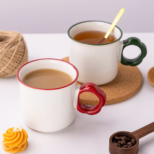 <b>Ceramic</b> Mug With Floral Handle Coffee <b>Cup</b> Gift Mug Custom Logo Processing - Product Image 1