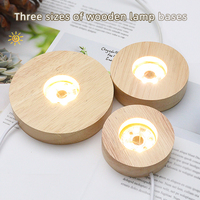Base lumineuse LED 3D en bois, support en verre cristal avec câble USB, base d'affichage LED en bois pour veilleuse, directement de l'usine