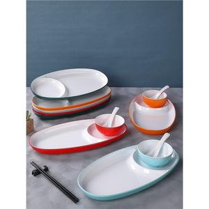 Oval Mother And <b>Child</b> Fast Food Plates Melamine Tableware For Hotel Meals And Drinks 8027 - Product Image 3