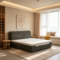 Bettgestell und Matratzen-Set King Queen Size Komprimiert Gerollt Gepolstert Hochdichter Schwamm Platzsparend Kartonverpackung Minimalistisch