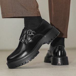 1791 Nuove <span class=keywords><strong>Scarpe</strong></span> da <span class=keywords><strong>Uomo</strong></span> Slip-on in Stile Britannico <span class=keywords><strong>con</strong></span> Punta Tonda, <span class=keywords><strong>Tacco</strong></span> Basso, Suola Spessa Traspirante in PU - Product Image 4