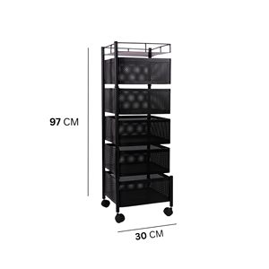 Metal Trolley Cart Multilayer Rotating <b>Vegetable</b> Baskets Movable Fruit Snack Organizer in Living Room Storage Rack in Bathroom - Product Image 3