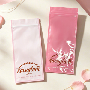 ซองบรรจุภัณฑ์เครื่องสำอางแบบซิปล็อคสามด้าน สีชมพูเงา พิมพ์โลโก้ได้ สำหรับบรรจุภัณฑ์ตัวอย่างผลิตภัณฑ์ดูแลผิวแบบพกพา - Product Image 5