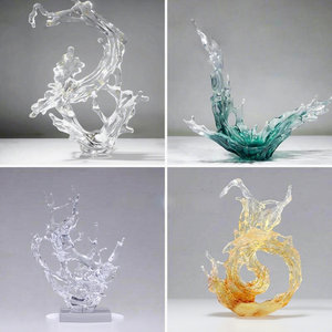 Escultura de Resina Transparente Moderna de Alta Gama, Diseño de Onda, Adorno Creativo Multifuncional Hecho a Mano, Muestra para el Hogar - Product Image 4