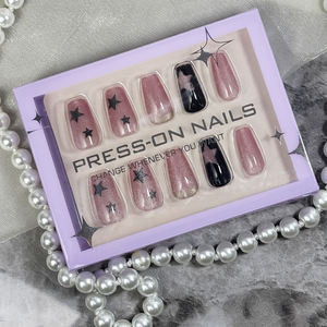 <span class=keywords><strong>Uñas</strong></span> Acrílicas Postizas <span class=keywords><strong>con</strong></span> Diseño Profesional en Forma de Ataúd, Color Negro y Rosa Brillante, 24 Piezas, Extensión Rápida de <span class=keywords><strong>Uñas</strong></span>, Novedad 2025 - Product Image 3