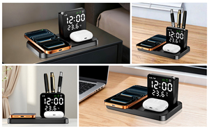 Station de Recharge Sans Fil avec Réveil et Support – Chargeur 5-en-1 pour <span class=keywords><strong>iPhone</strong></span> 17 16 15 14 13 12 Pro Max et AirPods - Product Image 6