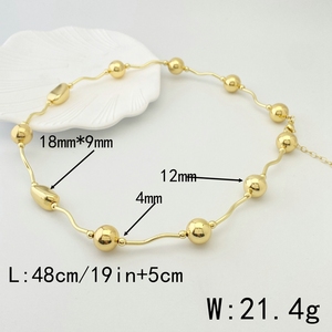 New bãi biển mạ vàng đồng trống bead và ống Bar xen kẽ bóng hạt vòng cổ và vòng đeo tay trang sức <span class=keywords><strong>Set</strong></span> - Product Image 5