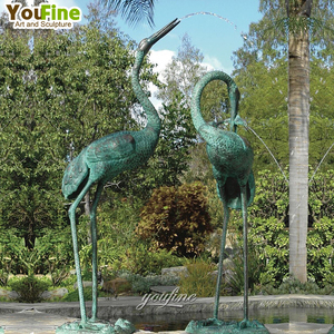Statue d'heron <span class=keywords><strong>vert</strong></span> en métal Bronze taille réelle, Sculpture d'ornement de jardin - Product Image 4