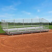 Gradas para Estadios de 4 Filas de Aluminio con Valla de Malla Metálica y Barandilla de Seguridad para Campos Deportivos Escolares, Venta al Por Mayor