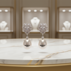 Niubace <b>Crystal</b> Drop Earrings White Gold 925 Silver Luxury Wedding Women's Jewelry <b>Water</b> Drop Shape Prong Setting - Product Image 2