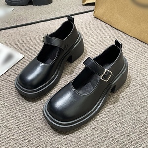 Zapato informal de verano de estilo francés para el mercado, venta al por mayor, tacones gruesos, diseño de gama alta, zapatos de tacón de moda para mujer de primavera - Product Image 5