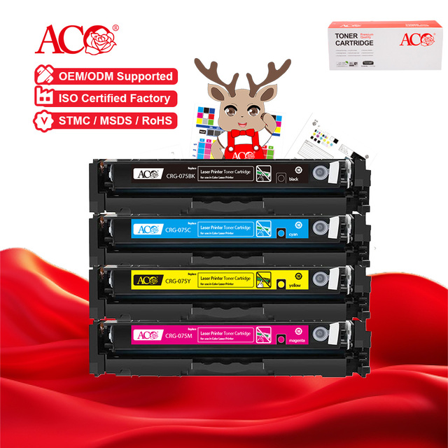 ACO Toner Cartridge CRG075K CRG075C CRG075Y CRG075M CRG075H CRG-075HK CRG075HC CRG075HY CRG075HM Compatible for Canon MF662Cdw