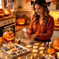 Cortadores de Galletas de Halloween, Paquete Variado de Cortadores de Galletas Espeluznantes 3D: Lápida, Fantasma, Gato, Telaraña, Calavera, Vela, Calabaza