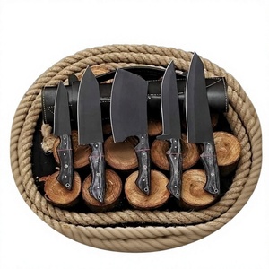 Coffret de 5 Couteaux de Chef Artisanaux en Acier Damas Noir Revêtu de Carbone Premium Iron Crown Forge DFK-012, Tranchants comme des Lames de Rasoir, avec Manche en Bois Écologique - Product Image 2