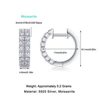 Boucles d'oreilles créoles en argent sterling 925 à double rangée de moissanite pour femme, boucles d'oreilles huggie en moissanite à griffes partagées style éternité