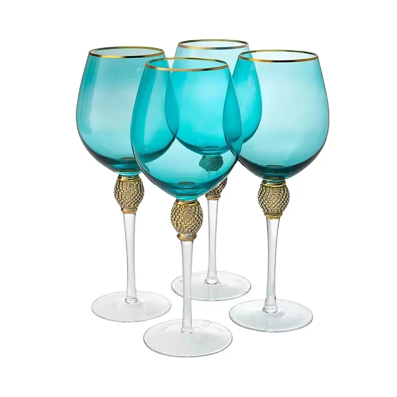 Kacamata pernikahan Unik Mewah terlaris kacamata anggur merah ungu biru merah mewah berlian emas gelas anggur Cocktail tercetak kacamata anggur