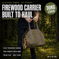 Sac de transport pliable en toile pour bois de chauffage, portable, pour l'extérieur, en coton épais 16 oz avec fermeture éclair YKK, pour le camping, la randonnée, le pique-nique