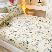 Ensemble de draps Enchanted Meadow, harmonie florale en beige, ensemble de draps en coton doux de qualité supérieure avec poche profonde
