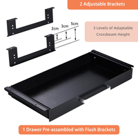 Supports de montage réglables en hauteur JH-Mech Custom 3, glissières métalliques silencieuses pour rangement sous le bureau, tiroir coulissant en métal sous le bureau