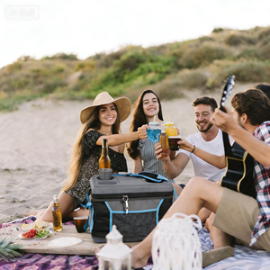 カスタムハードテーブルトップカップホルダー付き冷蔵折りたたみ式EVAショルダー折りたたみ式クーラー断熱クーラーバッグ（屋外パーティー用） - Product Image 6