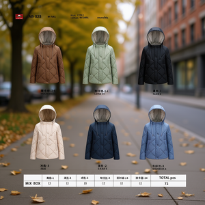 Giacca a vento da donna taglie forti reversibile con cappuccio leggera M-4XL - Product Image 3